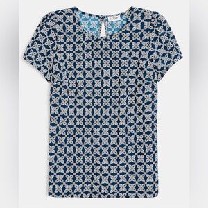 NWT J. Crew Blue Blouse with Geometric Pattern